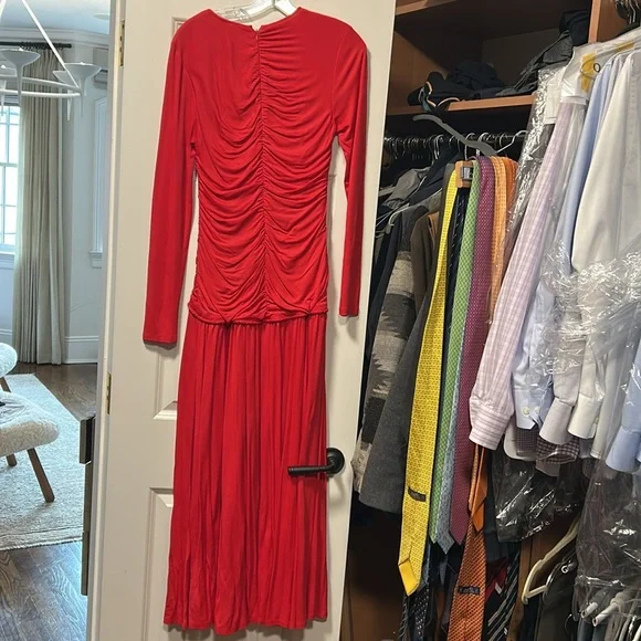 Farm Rio gathered stretch jersey midi dress